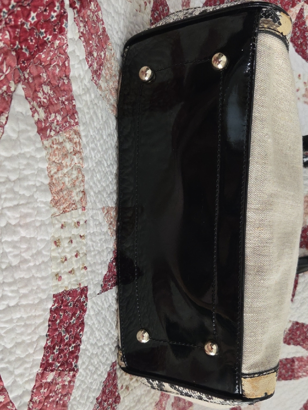Versace Jeans Collection Beige Denim Shoulder bag with Black Snake-Trim - Picture 6 of 13